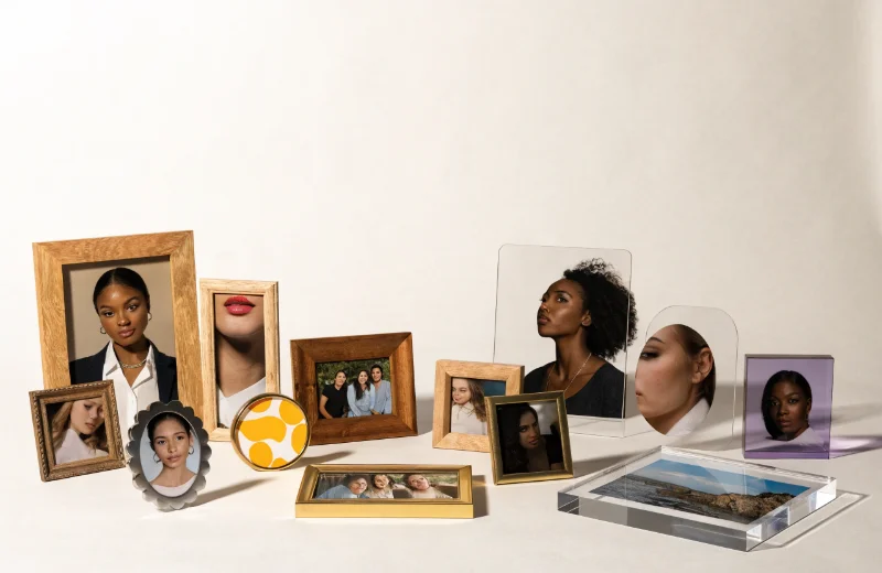 Boosting Sales with Customized Photo Frames A collection of customized photo frames showing different colors, materials, and sizes