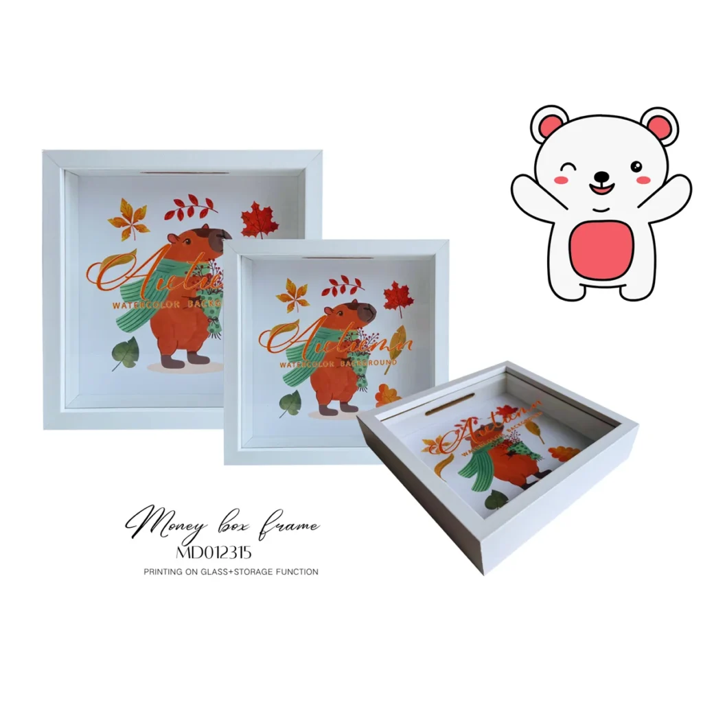 Customized White Wooden Money Box Frame