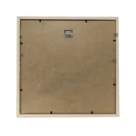 Back panel of a square wooden photo frame with an MDF backing and wall hanging hardware in the center.