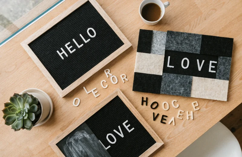 Types of Felt Message Boards An assortment of different felt letter board types, including a collage and a hybrid model
