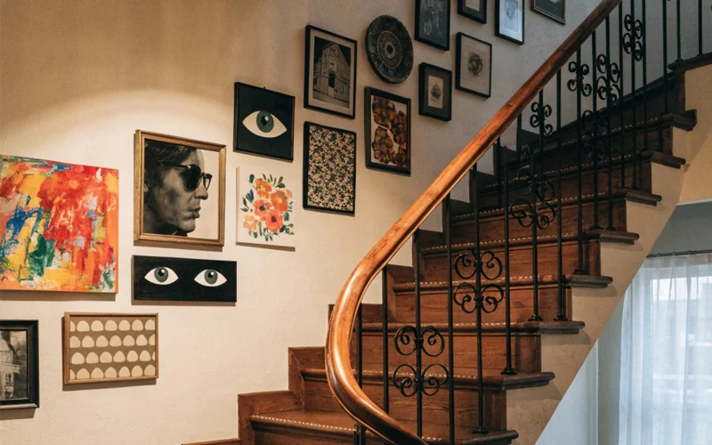 Wall Art in a Hallway A beautiful gallery wall going up a staircase