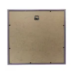 Back panel of a square photo frame featuring MDF backing, secure mounting clips, and a sawtooth wall hanger at the center.