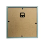 Back view of a square wooden photo frame with an MDF backing and attached hanging hardware for wall mounting.