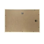 Backside view of an MDF photo frame featuring wall mount hardware and a simple wood frame.