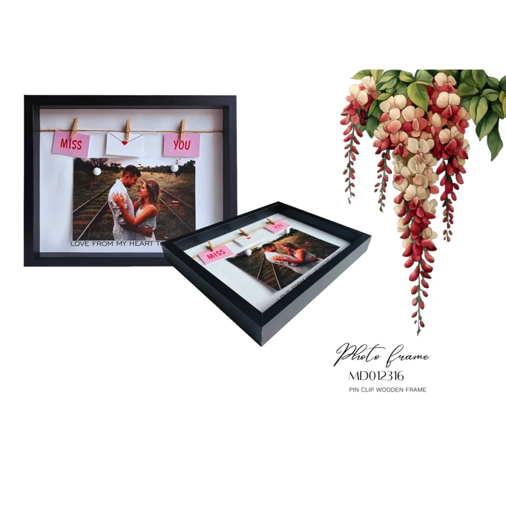 MDF Wooden Photo Board with Pegs Frame