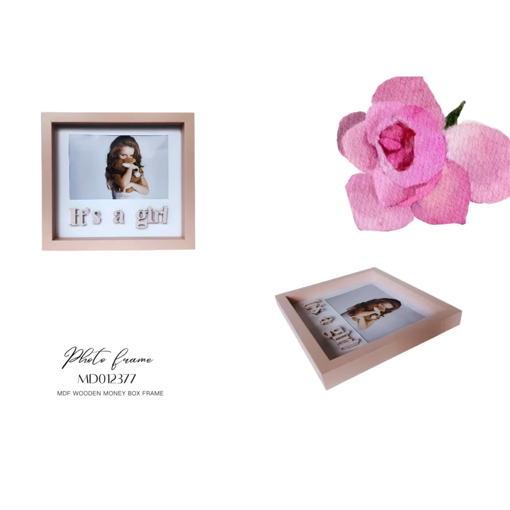 Pink MDF Wooden Present Frame for Girl