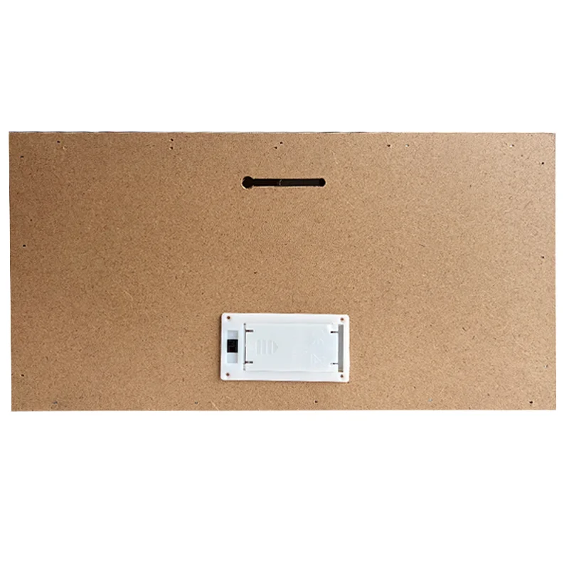 MDF photo frame backboard with a pre-cut wall mount slot and white easel bracket for easy installation.