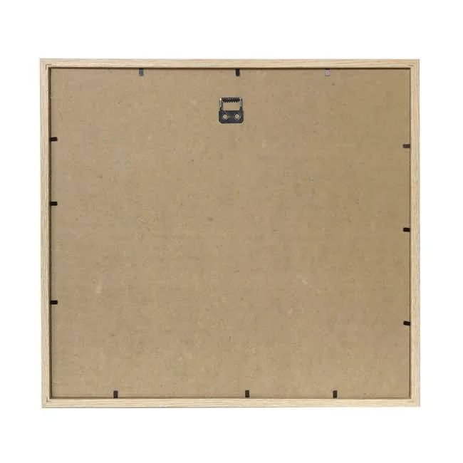 Back view of an MDF photo frame with a sawtooth hanger and secure closure tabs, showcasing its sturdy wooden construction.