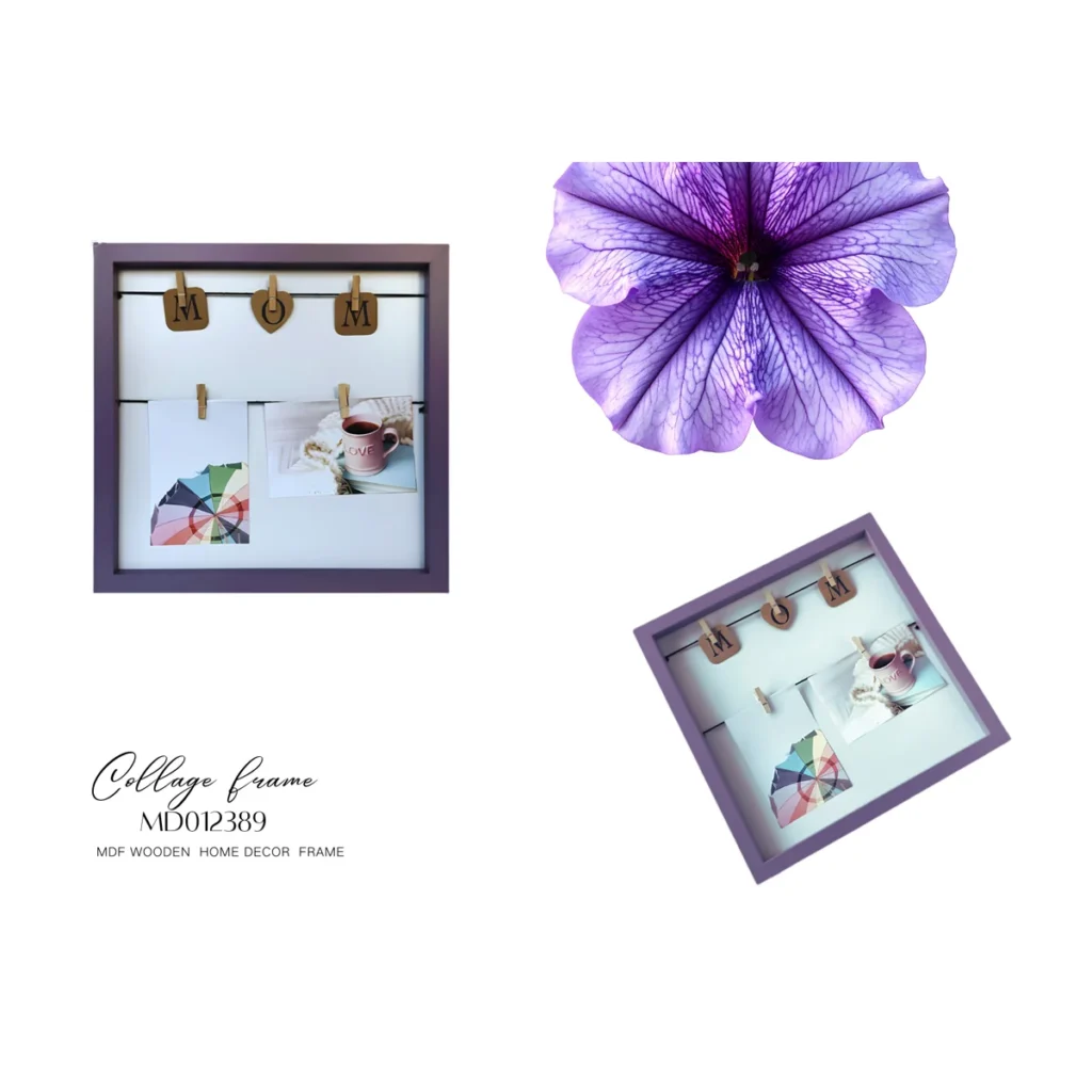 MDF Purple Photo Display Frame With Pegs