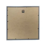 Back view of an MDF wooden photo frame with a wall hanging hook, metal clips, and a plain wooden backing.