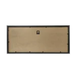 Back view of a rectangular photo frame with a black border, MDF backing, and a hanging bracket in the center.