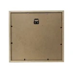 Back panel of a square wooden photo frame featuring a sturdy MDF board, hanging hardware, and secure tabs.