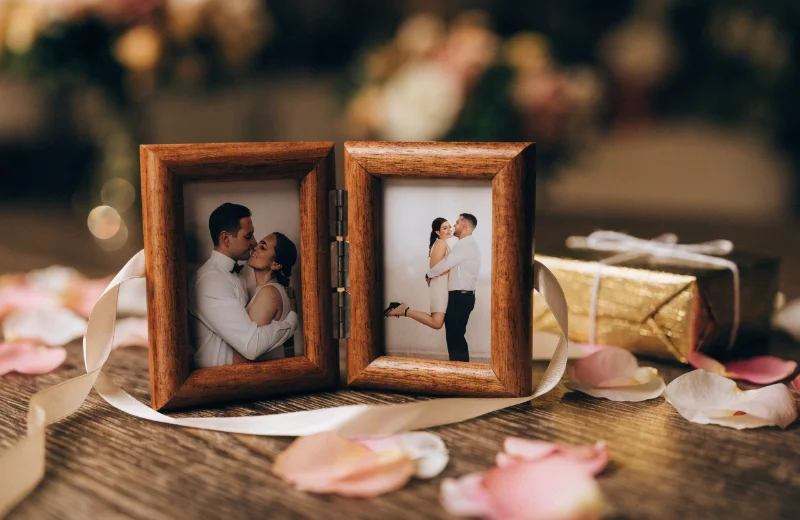 Hinged Frame as a Gift A hinged wedding photo frame given as a gift